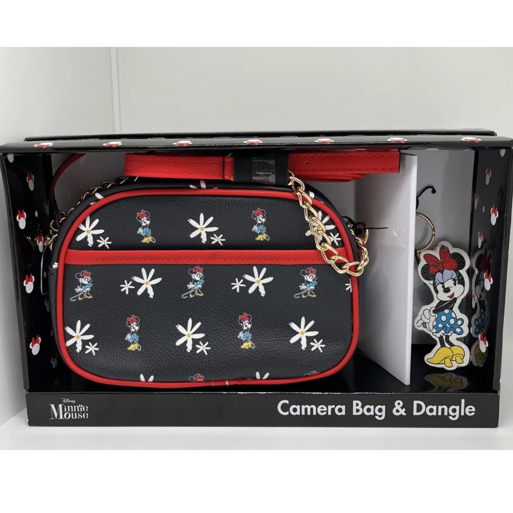 Disney‎ Minnie Mouse Camera Bag & Dangle Boxed Gift Set -Taravel Vacation NEW